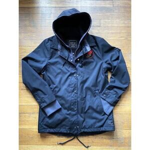 EMPYRE Black Fleece Lined Hooded Jacket w/Rose Patch Mens sz L